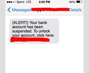 Smishing. Be careful about what you click on